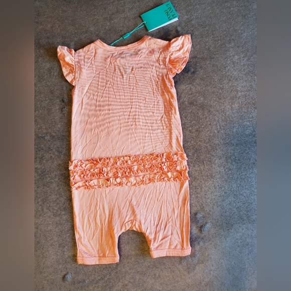 Posh Peanut Ruffle Cap Sleeve Short Romper in Spring Blossom 12-18mo - Picture 6 of 6